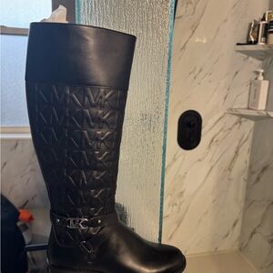 Michael Kors Embossed Black Leather Boots